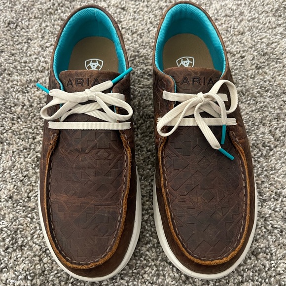 Women’s Ariat Hilo Casual Shoes Brown Leather Turquoise Lining Size 7.5 - Picture 4 of 7